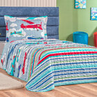 Kit Cobre Leito Infantil Menino Avião Estampado Dupla Face Te