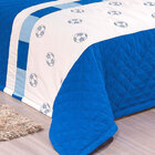 Kit Cobre Leito Infantil Menino Azul Matelado Futebol 3 Peças
