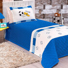 Kit Cobre Leito Infantil Menino Azul Matelado Futebol 3 Peças