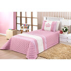 Kit Cobre Leito Infantil Rosê Princesa Bordado 3 Peças 2,50m