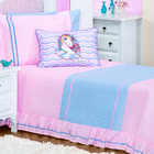 Kit Cobre Leito Infantil Unicórnio Rosa Matelado Com Almofada