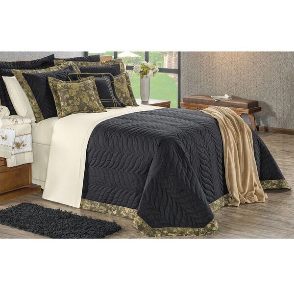 Kit Cobre Leito King Arsenal Microfibra 180 Fios 3 Peças Pret