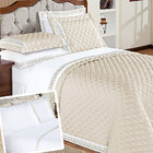 Kit Cobre Leito King Cáqui / Palha Matelado Clássico + Jogo D