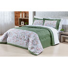 Kit Cobre Leito King Floral Estampado Verde Percal 200 Fios +