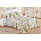 Kit Cobre Leito King Patchwork Verde Dupla Face 3 Peças