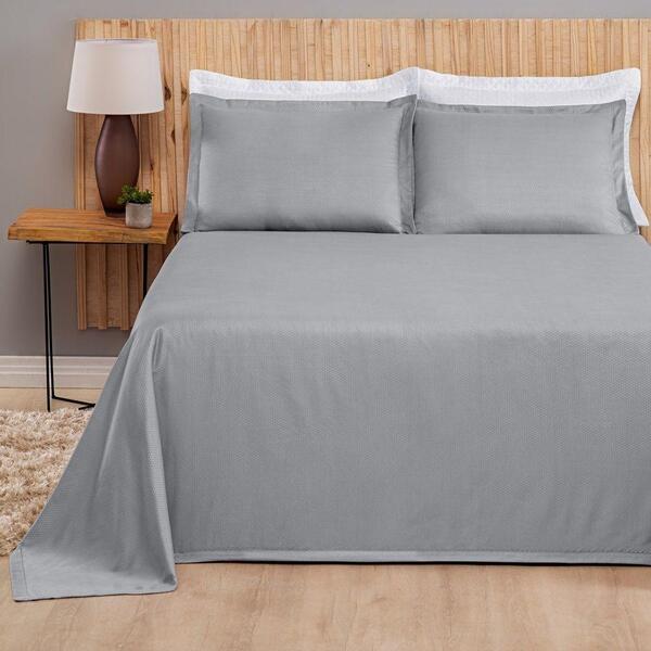 Kit Cobre Leito King Piquet Arezzo Liso 03 Peças - Cinza