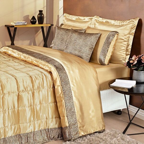 Kit Cobre Leito King Safari 09 Peças - Dourado