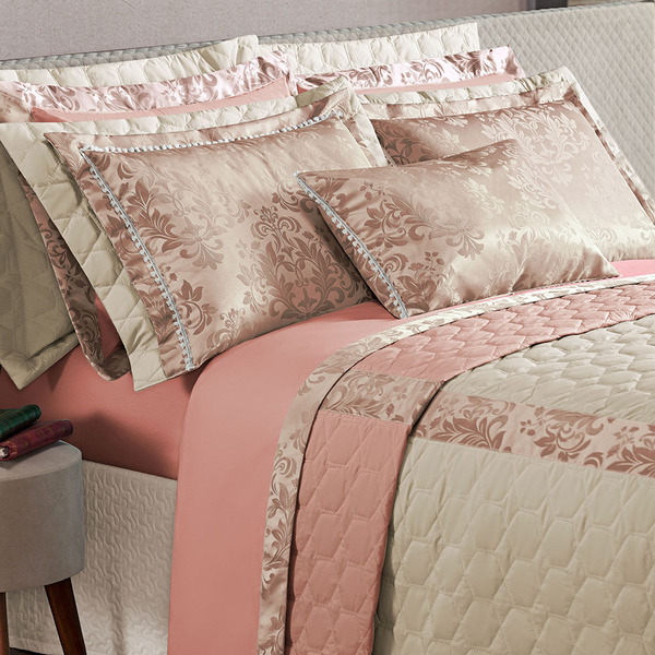 Kit Cobre Leito King Scarlet Percal 150 Fios 07 Peças - Rosê