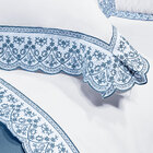 Kit Cobre Leito Lácio Super King Branco / Azul 400 Fios Egípc