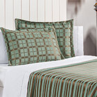 Kit Cobre Leito Listrado King Verde + Jogo De Cama - 7 Peças