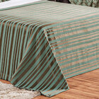 Kit Cobre Leito Listrado King Verde + Jogo De Cama - 7 Peças