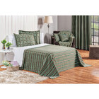 Kit Cobre Leito Listrado King Verde + Jogo De Cama - 7 Peças