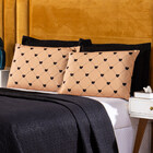 Kit Cobre Leito Love Golden Preto/caqui Dupla Face Com Fronha