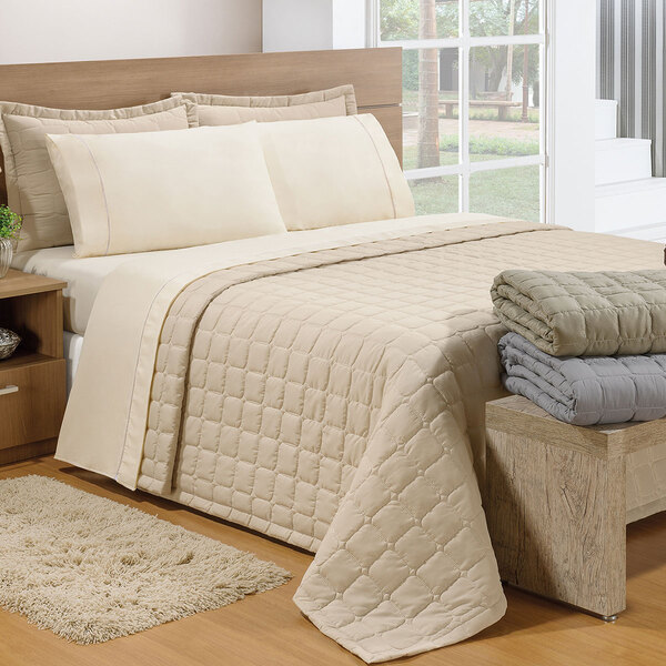 Kit Cobre Leito Matelado Solteiro 2 Peças Areia 2,60m X 1,90m