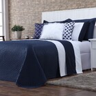 Kit Cobre Leito Miami Azul Marinho/branco Dupla Face Casal Pa