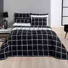 Kit Cobre Leito Minimalista Quadriculado King 03 Peças Tecido