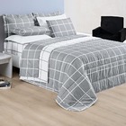 Kit Cobre Leito Minimalista Quadriculado Padrão 03 Peças Teci