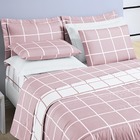 Kit Cobre Leito Minimalista Quadriculado Queen 03 Peças Tecid