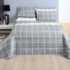 Kit Cobre Leito Minimalista Quadriculado Queen 03 Peças Tecid