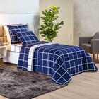 Kit Cobre Leito Minimalista Quadriculado Solteiro 02 Peças Te