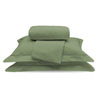 Kit Cobre Leito Queen 100% Algodão Verde 200 Fios + Jogo De C