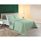 Kit Cobre Leito Queen Bordado Verde Micropercal 200 Fios + Jo