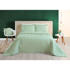Kit Cobre Leito Queen Bordado Verde Micropercal 200 Fios + Jo