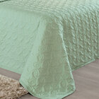 Kit Cobre Leito Queen Bordado Verde Micropercal 200 Fios + Jo