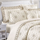 Kit Cobre Leito Queen Completo Palha Bordado Tecido 100% Algo