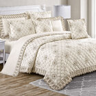 Kit Cobre Leito Queen Completo Palha Bordado Tecido 100% Algo