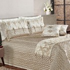 Kit Cobre Leito Queen Espanha Cetim Liso 08 Peças - Bege