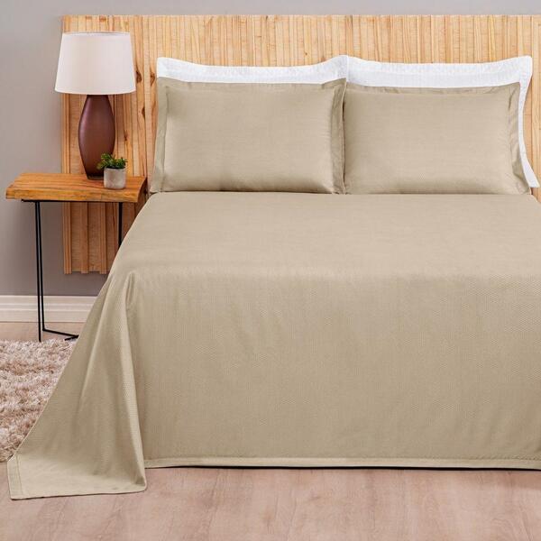 Kit Cobre Leito Queen Piquet Arezzo Liso 03 Peças - Cáqui