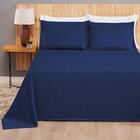 Kit Cobre Leito Queen Piquet Arezzo Liso 03 Peças - Marinho