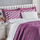Kit Cobre Leito Queen Roxo/branco + Jogo De Cama Ponto Palito