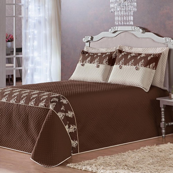 Kit Cobre Leito Queen Ryviera Micropercal 05 Peças - Tabaco