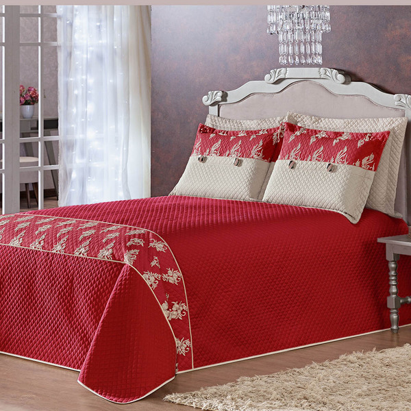 Kit Cobre Leito Queen Ryviera Micropercal 05 Peças - Vermelho