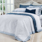 Kit Cobre Leito Queen Size Branco / Azul 400 Fios Egípcio 100