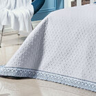 Kit Cobre Leito Queen Size Branco / Azul 400 Fios Egípcio 100