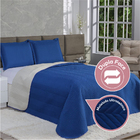 Kit Cobre Leito Royals  Dupla Face Casal Queen 03 peças  Azul