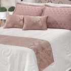 Kit Cobre Leito Rubi Casal King Tecido Seda Amassada E Jacqua