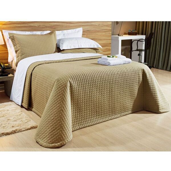 Kit Cobre Leito Solteiro 02 Peças Percal 200 Fios Prátic Cáqu