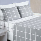 Kit Cobre Leito Solteiro Cinza Geométrico Micropercal 200 Fio