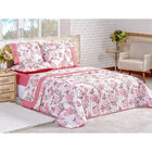Kit Cobre Leito Solteiro Rosê Floral Estampado + Jogo De Cama