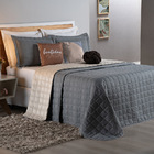 Kit Cobre Leito Sonho Queen 08 Peças Barato - Cinza - Bege -