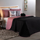 Kit Cobre Leito Sonho Queen 08 Peças Barato - Preto - Rosê -