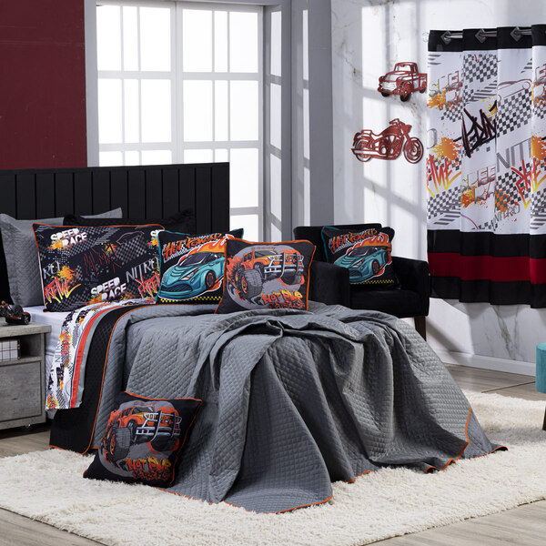 Kit Cobre Leito Speed Car Dupla Face C/ Almofadas Casal Padrã