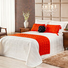 Kit Cobre Leito Sthella Palha/laranja Dupla Face C/ Peseira E