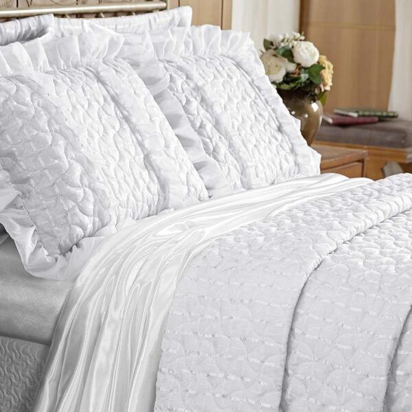 Kit Cobre Leito Super King Donna Lux Tecido Voal Fitado 7 Peç