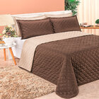 Kit Cobre Leito Tabaco E Cáqui Casal Padrão Dupla Face 3 Peças