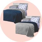 Kit Cobre Leito Tryon Queen + Jogo Lençol 6 Peças - Azul